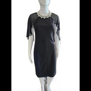 Calvin Klein Scuba Crepe Dress with Chiffon Caplet